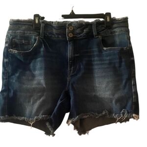 KanCan Dark Blue Distressed Jean Shorts